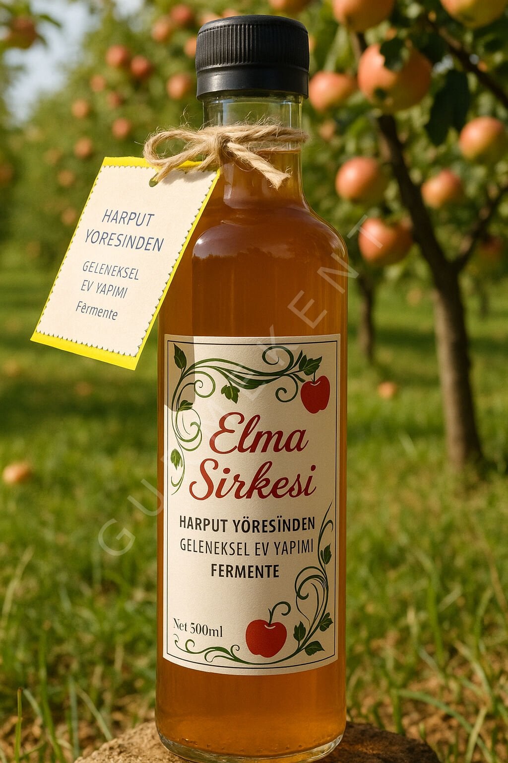 Ev Yapımı Doğal Elma Sirkesi (Tortulu & Analı) - 500ml