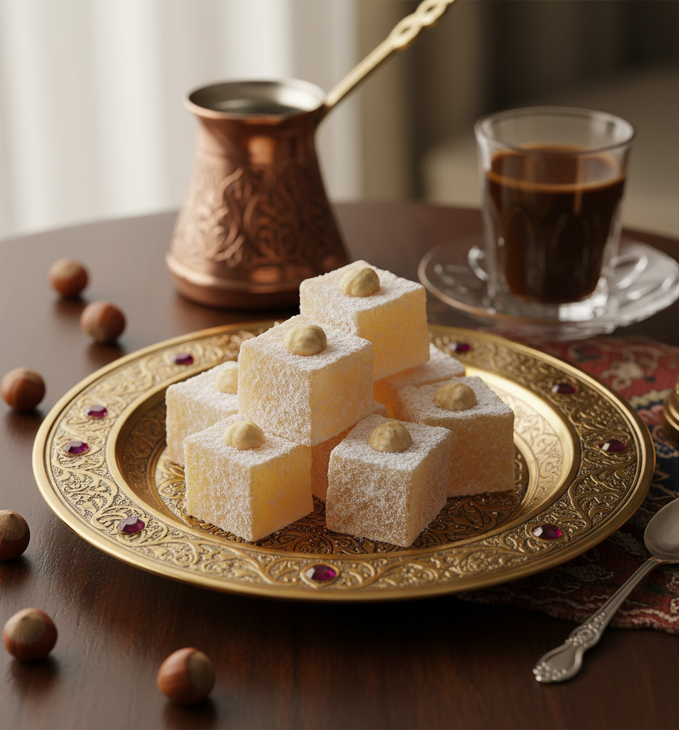 Safranlı Sultan Lokum - Üzeri Bütün Fındıklı (Sarı)