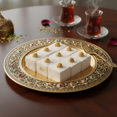 Beyaz Fındıklı Sultan Lokum - Üzeri Bütün Fındıklı (Hindistan Cevizli)