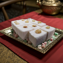 Beyaz Fındıklı Sultan Lokum - Üzeri Bütün Fındıklı (Hindistan Cevizli)