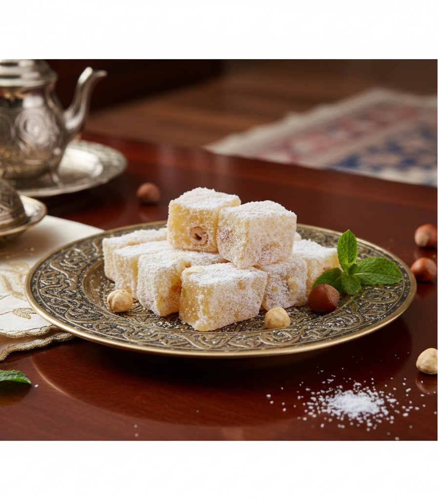 Safranlı Fındıklı Lokum - Bol Fındıklı ve Taze (Sarı)