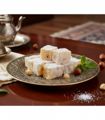 Safranlı Fındıklı Lokum - Bol Fındıklı ve Taze (Sarı)