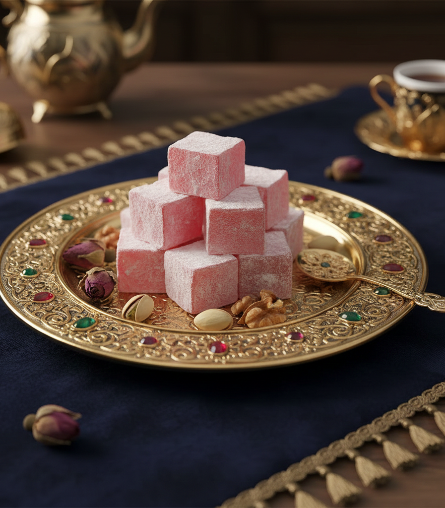 Güllü Lokum - Geleneksel Kare Kesim (Yumuşak)