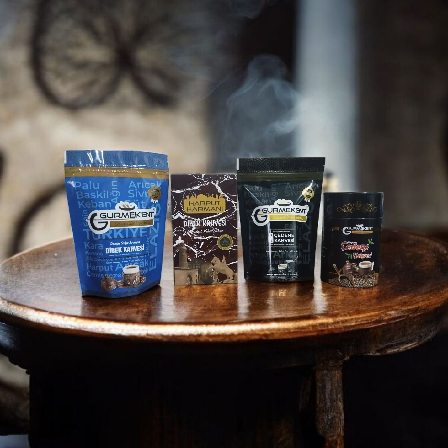 Gurmekent 4'lü Efsane Kahve Seti (Dibek, Macun Çedene, Sütlü, Damla Sakızlı)